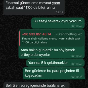 Grandbetting Günlerdir Paramı Parça Parça Oyalayarak Yatırıyor