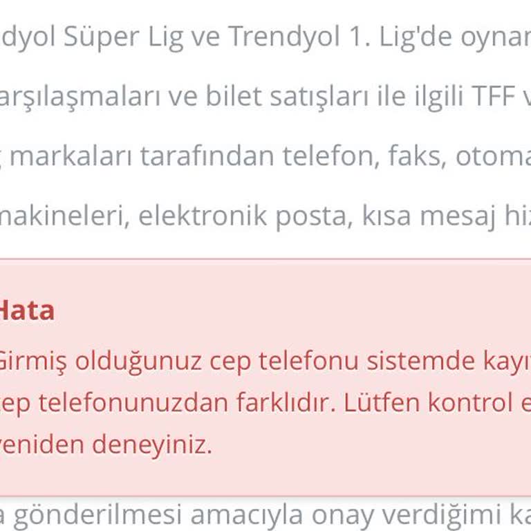 Passolig Telefon Numarası Hatası