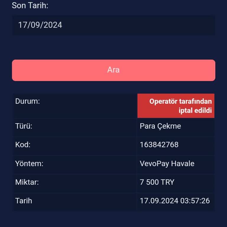 CasinoFast Çekim İşlemini İptal Edilmesi