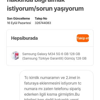 Hepsiburada Faturama TCKN Eklemedi