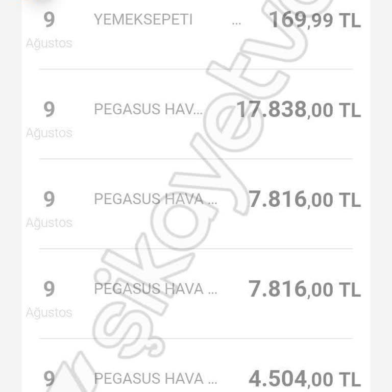 Pegasus Kredi Kartımdan İzinsiz Yapılan Harcama Ve Mağduriyet