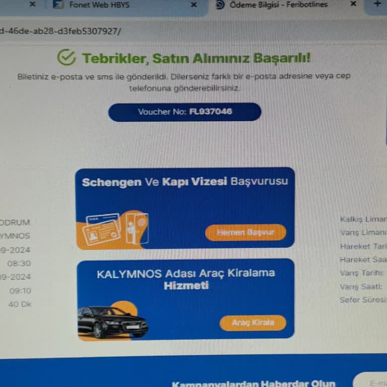 Feribotlines Alınan Bilete Sefer Oluşturulamıyor