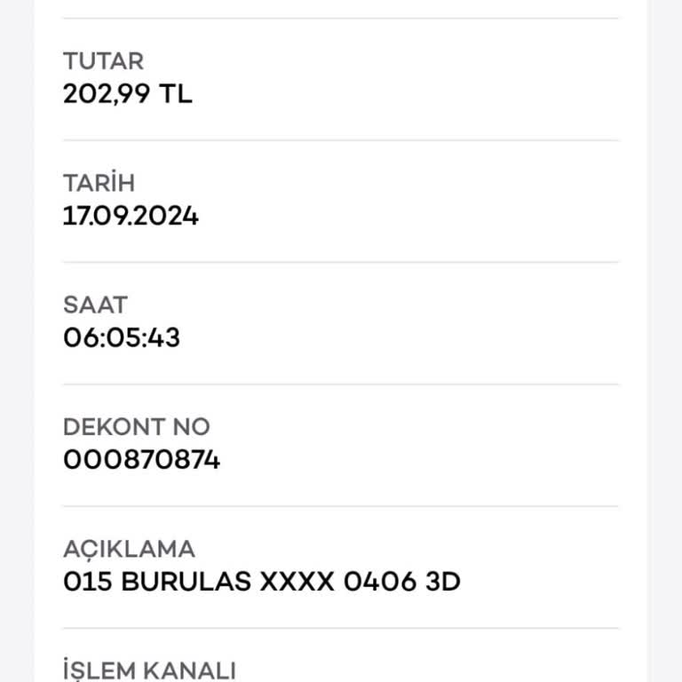 BURULAŞ Bakiye Bursakarta Yansımadı