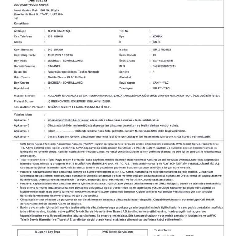 KVK Ve Media Markt'tan Alınan Telefonun İade Sürecindeki Sorunlar