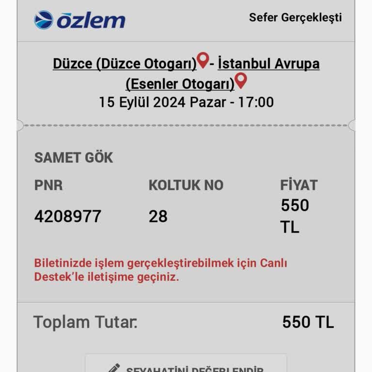 Obilet Seyahat Acentesi İade Süreci Şikayeti