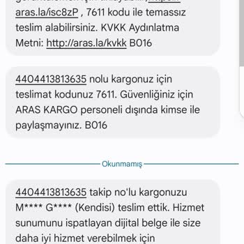 Aras Kargo Gönderimi Kaybetti. Zarar Ödemesi Yapılsın