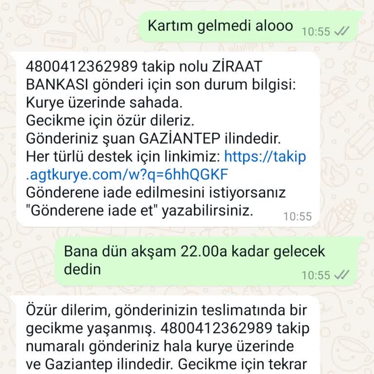AGT Kurye (aynigunteslim.com) Yanlış Adrese Gönderilen Banka Kartı Sorunu