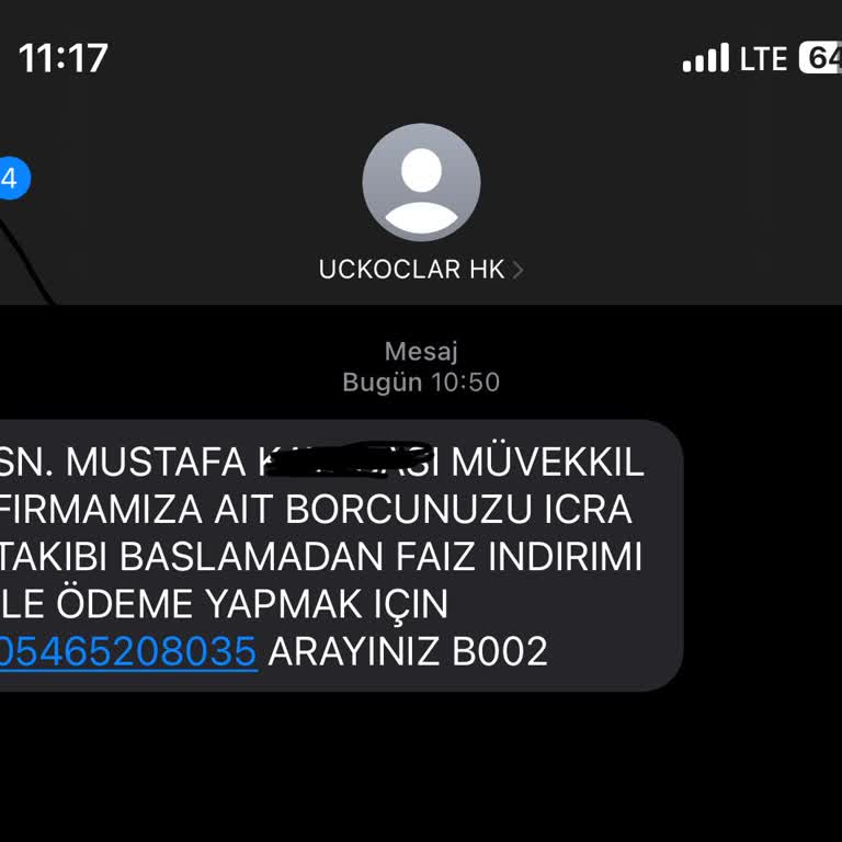 UCKOCLAR HK (SMS) Uckoclar Hk Asılsız İcra