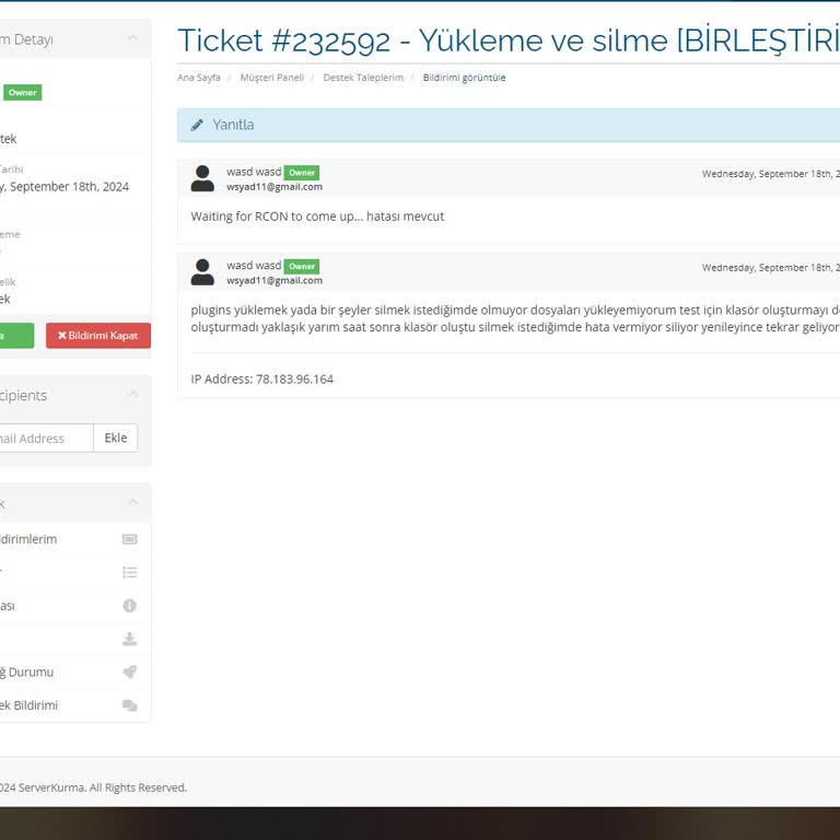 Serverkurma.com Sunucu Teslimatı Ve Destek Hizmetinde Yaşanan Sorunlar