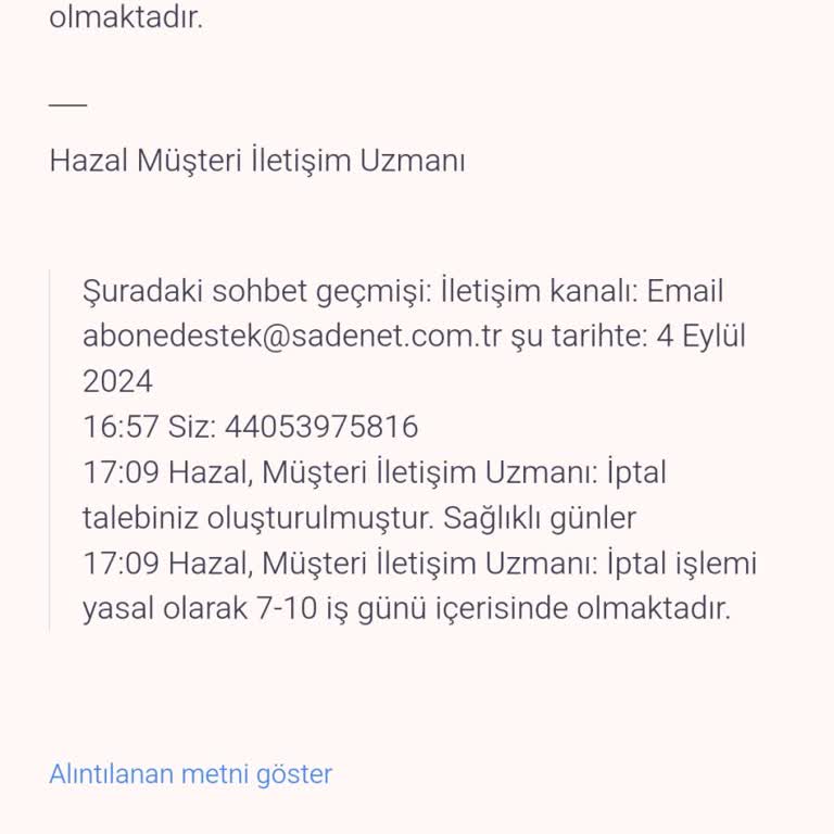 Sadenet Aboneliğimi İptal Etmiyor