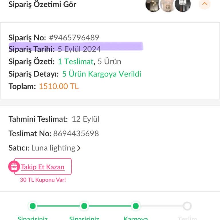 Luna Lighting Ürün Elime Ulaşmadı