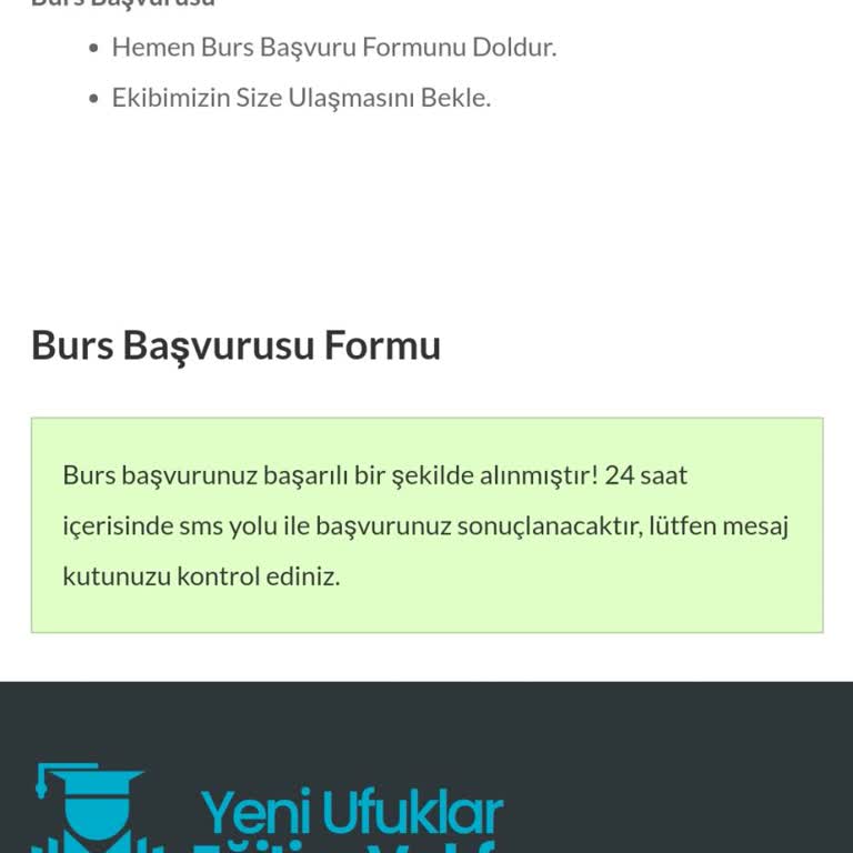 Yeni Ufuklar Eğitim Vakfı (Burs) Burs Başvurumun İptali Ve Kişisel Bilgilerimin Korunması