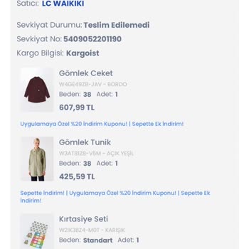 LC Waikiki Ürünüm Neden Gelmiyor