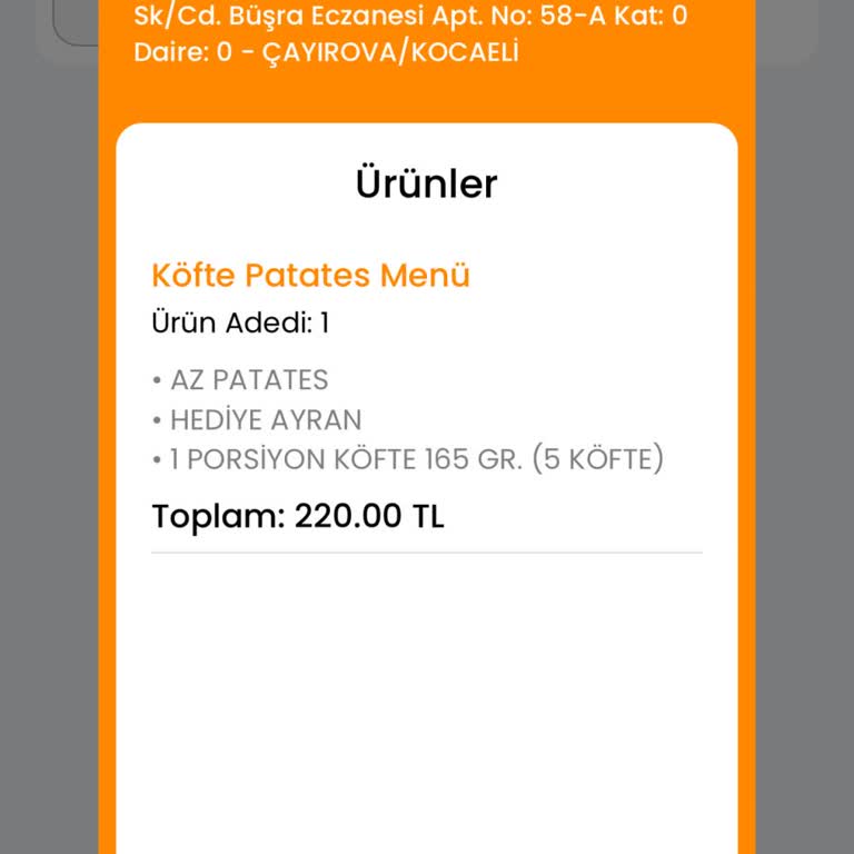 Köfteci Yusuf Sipariş Getirmeme 1 Saat Bekletme