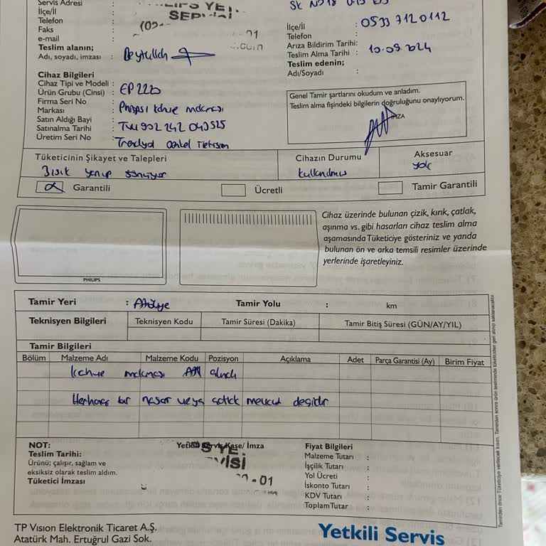 PHILIPS Ev Aletleri Temin Edilemeyen Yedek Parça