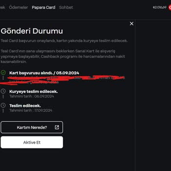 Papara Kartım Kargoya Verilmiyor