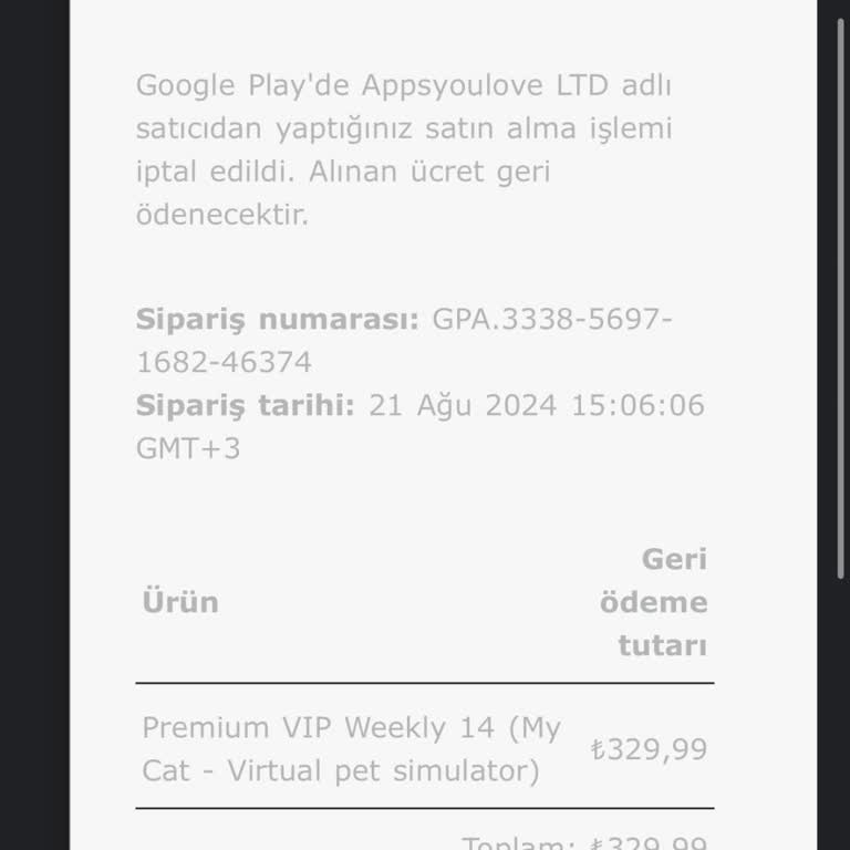 Google Play Ücret İadesi Problemi