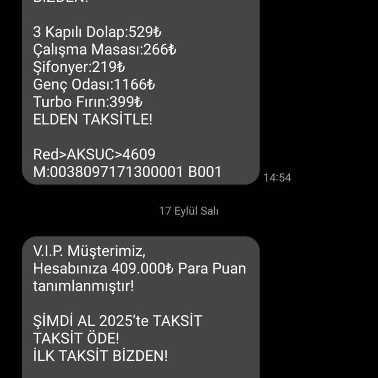 Aksu Çarşı Sahte Mesajlar Atmaktadır.