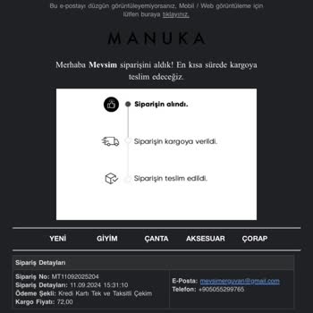 Manuka Sipariş Hazırlanıyor Gözüküyor Kargoya Verilmedi