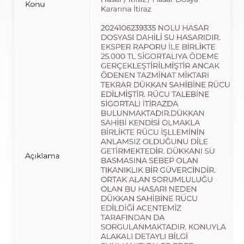 Sompo Haksız Şekilde İş Yeri Hasarını Dükkan Sahibime Rücu Etmek İstiyorlar