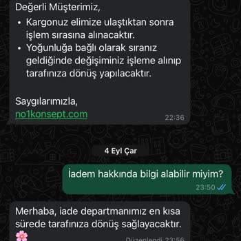 No1konsept (Instagram) 1.100 TL İade Ücretimi Yatırmıyorlar