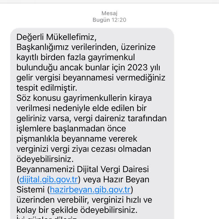 Gib.gov Birden Fazla Gayrimenkul Mesajı