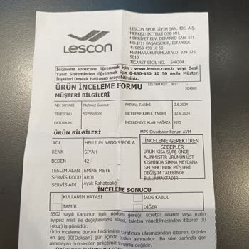 Lescon Ayakkabı Rahatsızlığı Ve Yetersiz Müşteri Hizmeti