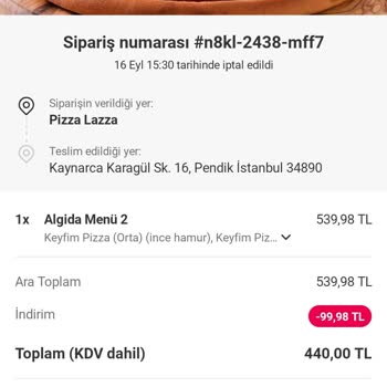 Yemek Sepeti Ücret İadesi Yapmıyor