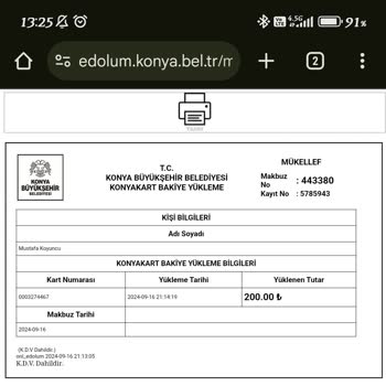 Konya Büyükşehir Belediyesi Bakiye Yükleme Sorunu
