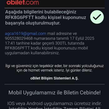 Obilet Uygulaması Kuponu Ücrete Çevirme Hatası