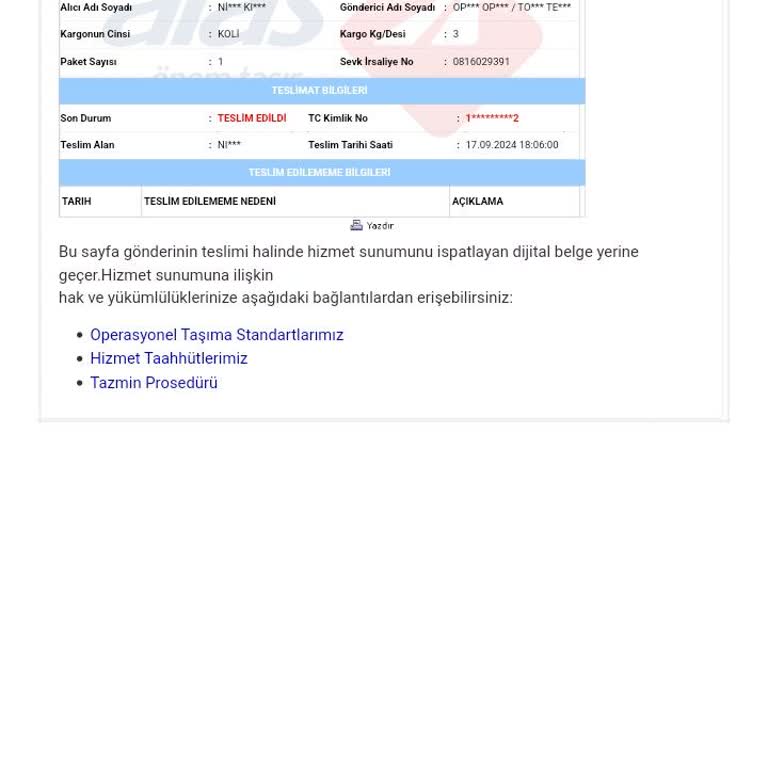 Aras Kargo Mağduriyet Yanlış Teslimat