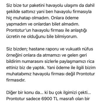 Prontotour Tur İptalinde Profesyonel Olmayan Tutum Ve İade Edilmeyen Bedel