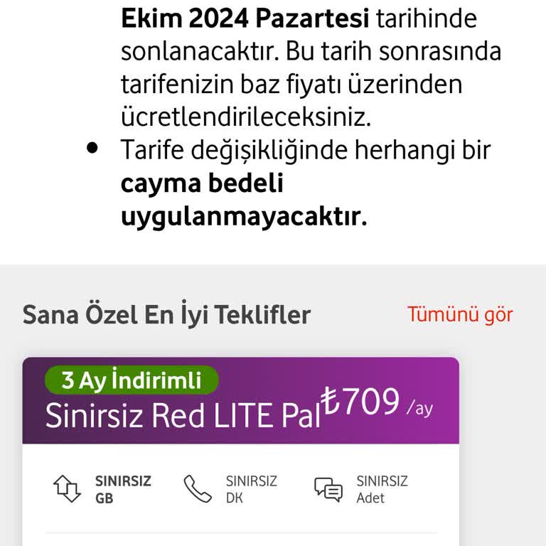 Vodafone'un Tek Seçenekli ve Pahalı Tarifesi