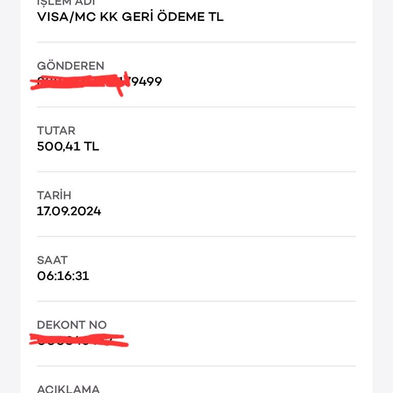 Akbank VISA/MC Kk Geri Ödeme Tl Şikayeti