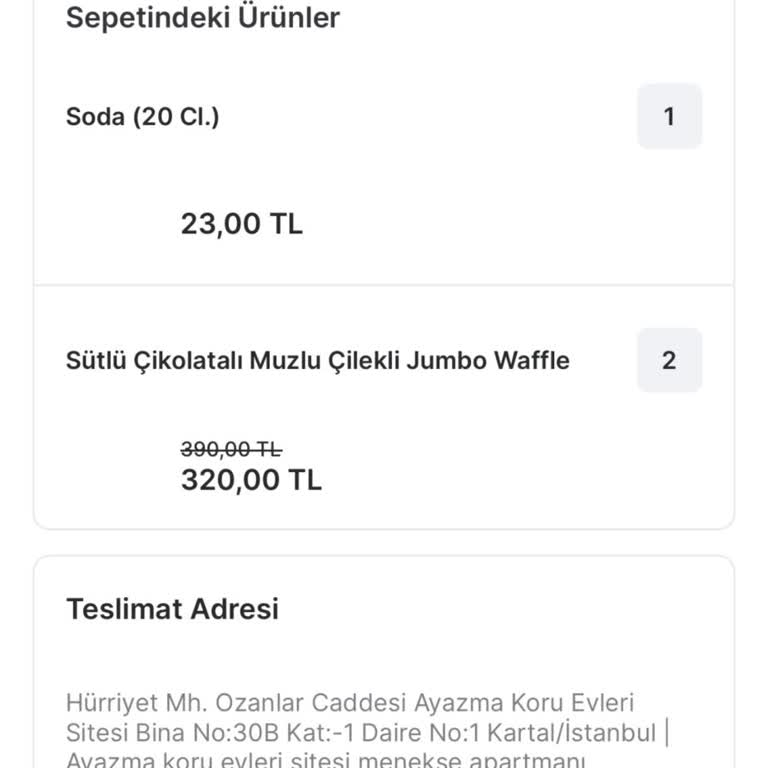 PWB Peanut Waffle Belgium Migros Yemek Eksik Sipariş Getirildi