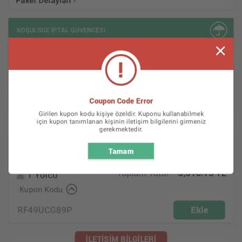 Obilet.com Verdiği Kupon Kullandırtmıyor.