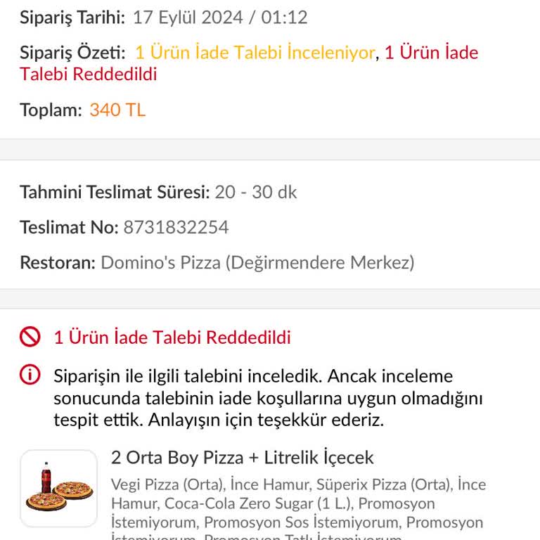 Trendyol Yemek Siparişimde Soğuk Ve Yanlış Ürün Sorunu