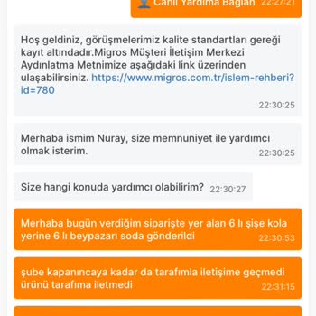 Migros Hatalı Ürün Gönderildi