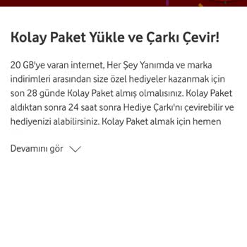 Vodafone Kolay Paketi ve Çark Sorunu