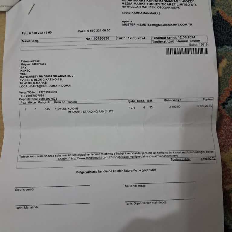 Xiaomi Vantilatörün Servisi, Parçası Yok