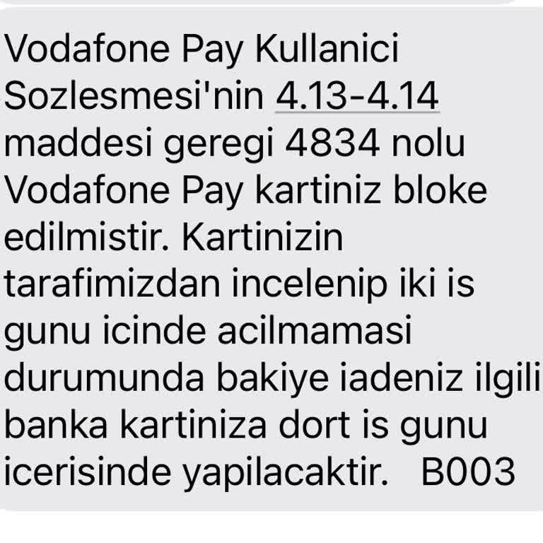 Vodafone Pay Blokesi Ve Fatura Sorunu