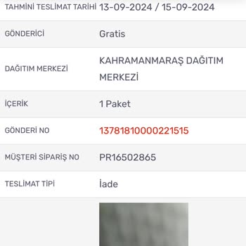 Gratis Siparişim Teslim Edilsin Acilen