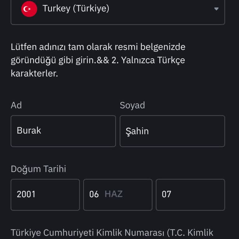 Binance Kimlik Numarası Kullanılmış Diyor