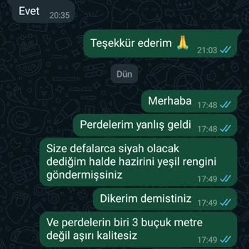 Perdelerce Tekstil Çok Çok Çok Kötü Paramı Yediler Helal Etmiyorum