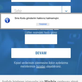 Tüvtürk SMS Kodu Gönderim Hakkı