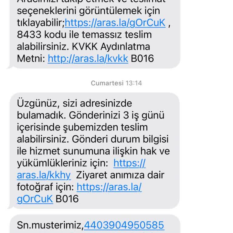 Aras Kargo Evde Yoktunuz Yalanıyla Kargomu Getirmediler Çalışmıyorlar