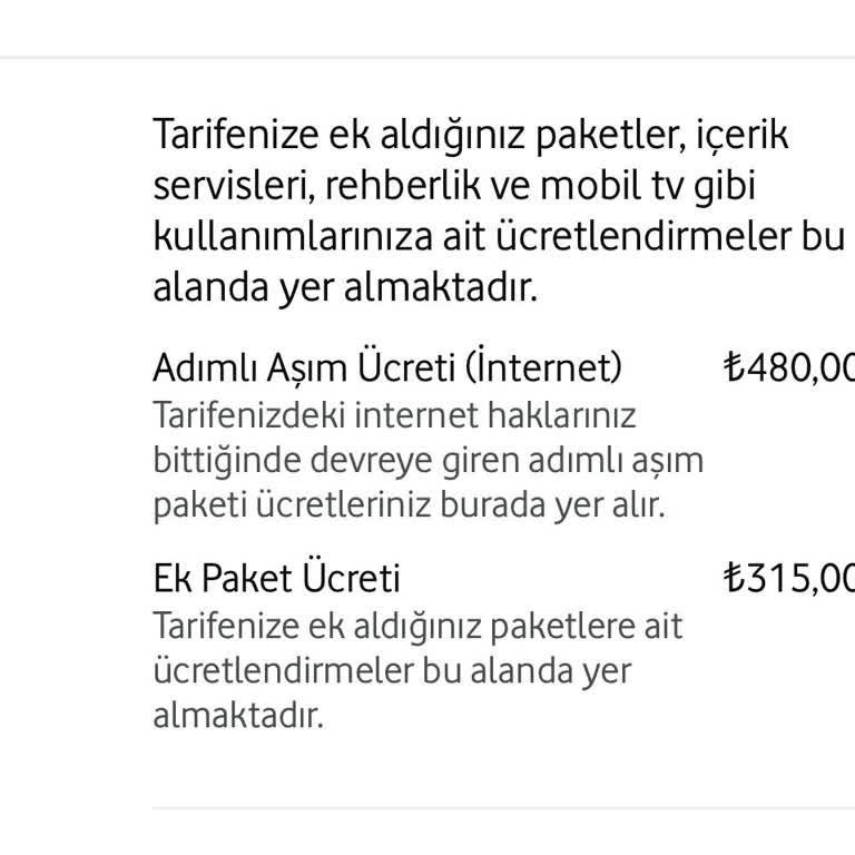 Vodafone Ek Paket ve Fatura Şoku