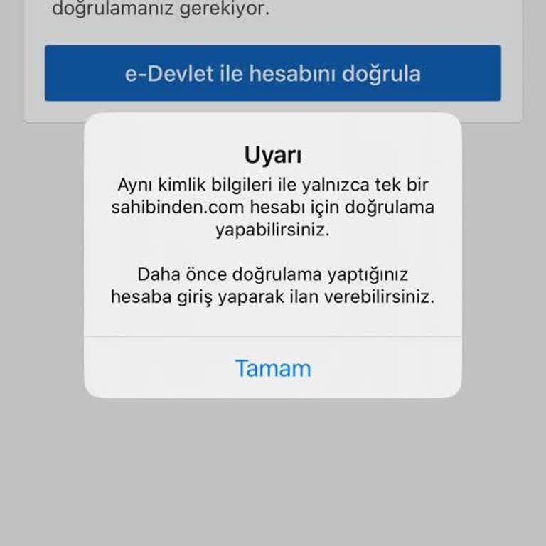 Sahibinden.com Hesap Doğrulama Sorunu