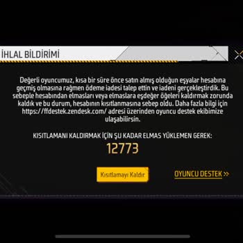 Garena Free Fire Hesabım Kısıtlandı İznim Olmadan