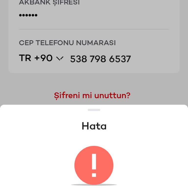Akbank Mobil Kullanım Hatası